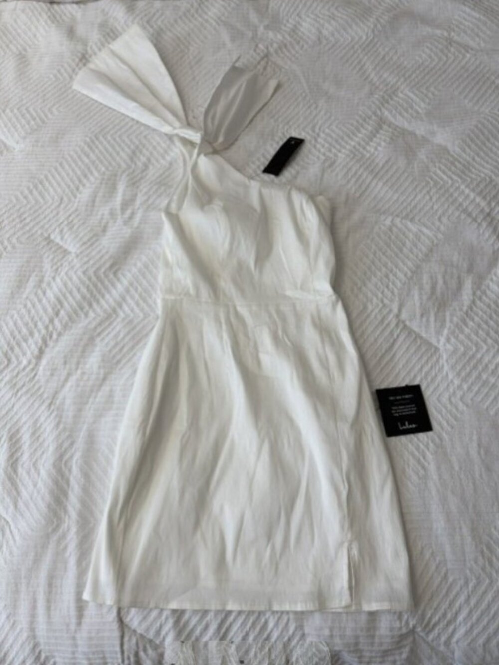 NWT Lulus White Halter Tie Mini Dress | Bridal / Bachelorette / Summer